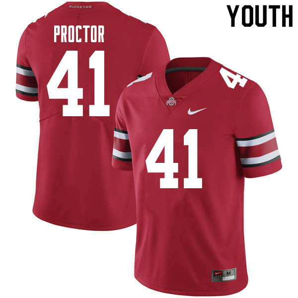 Ohio State Buckeyes Josh Proctor Youth #41 Red Authentic Stitched College Football Jersey